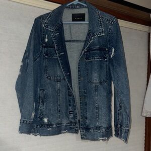 Blank NYC Blue Distressed Denim Jacket